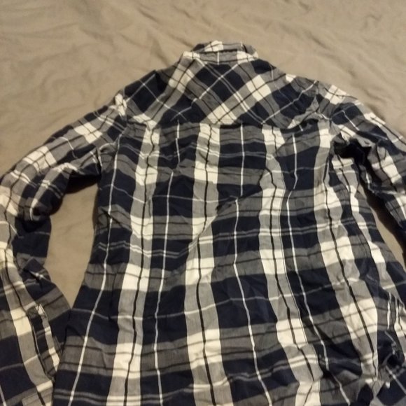 Plaid Blue and White Button up Shirt - Picture 2 of 3